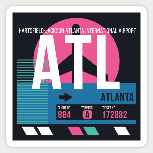 Atlanta (ATL) Airport // Sunset Baggage Tag Sticker by Now Boarding